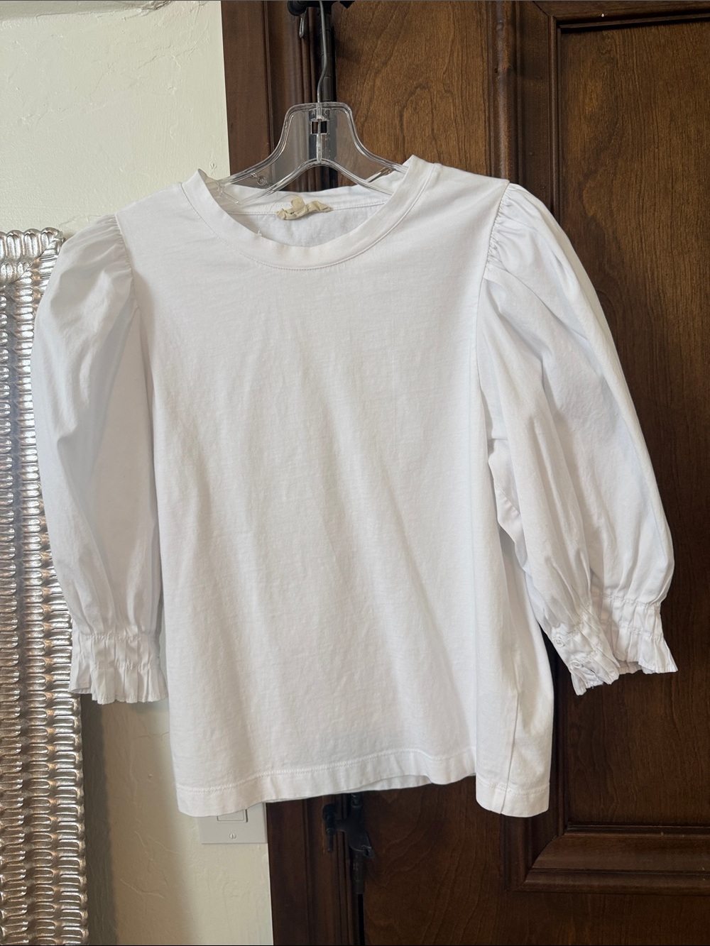 Madewell White Puff-Sleeve Long Sleeve Tee